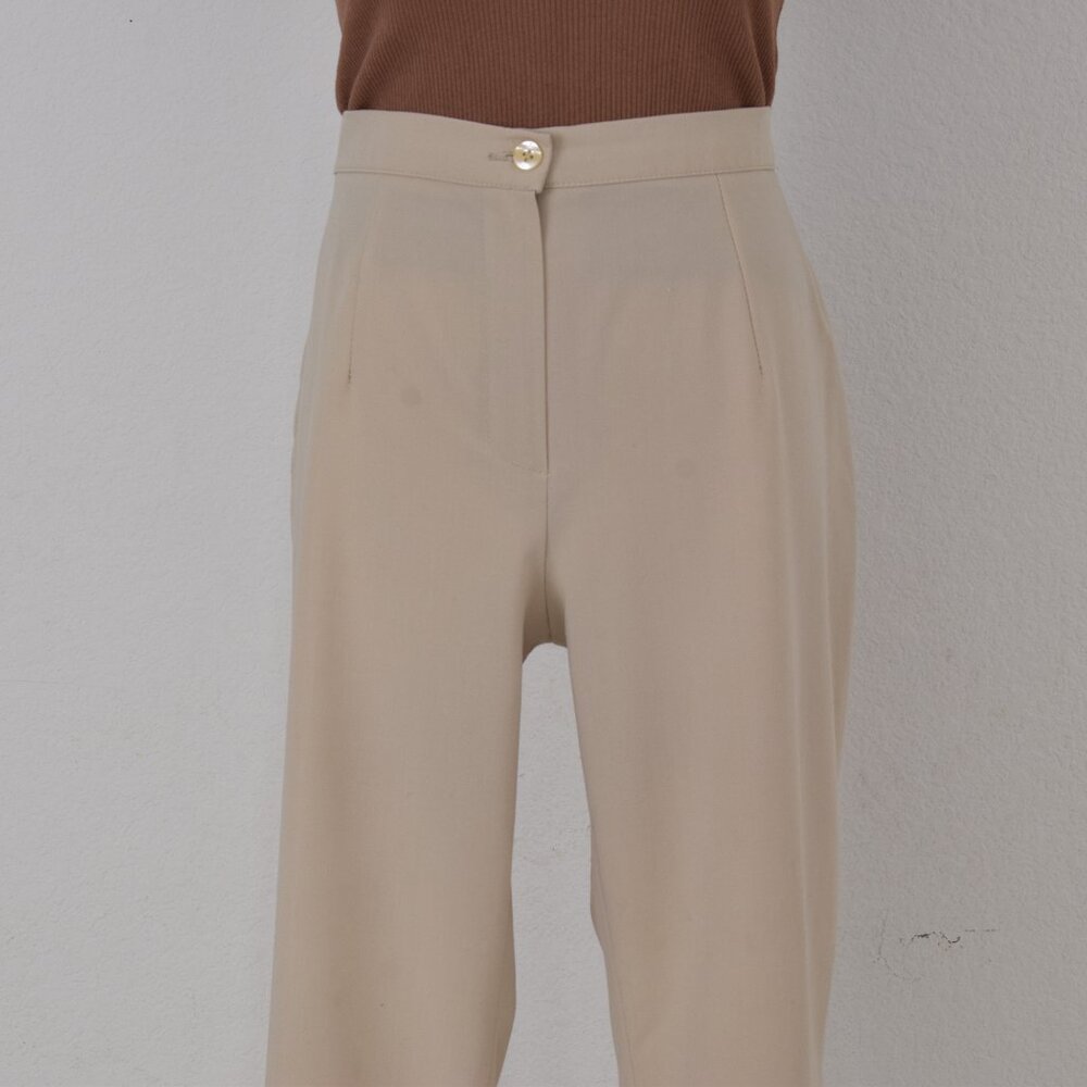 Worrn Vintage 80s‎ Beige Flat Front Stretch Pants | 31 waist - Picture 5 of 10